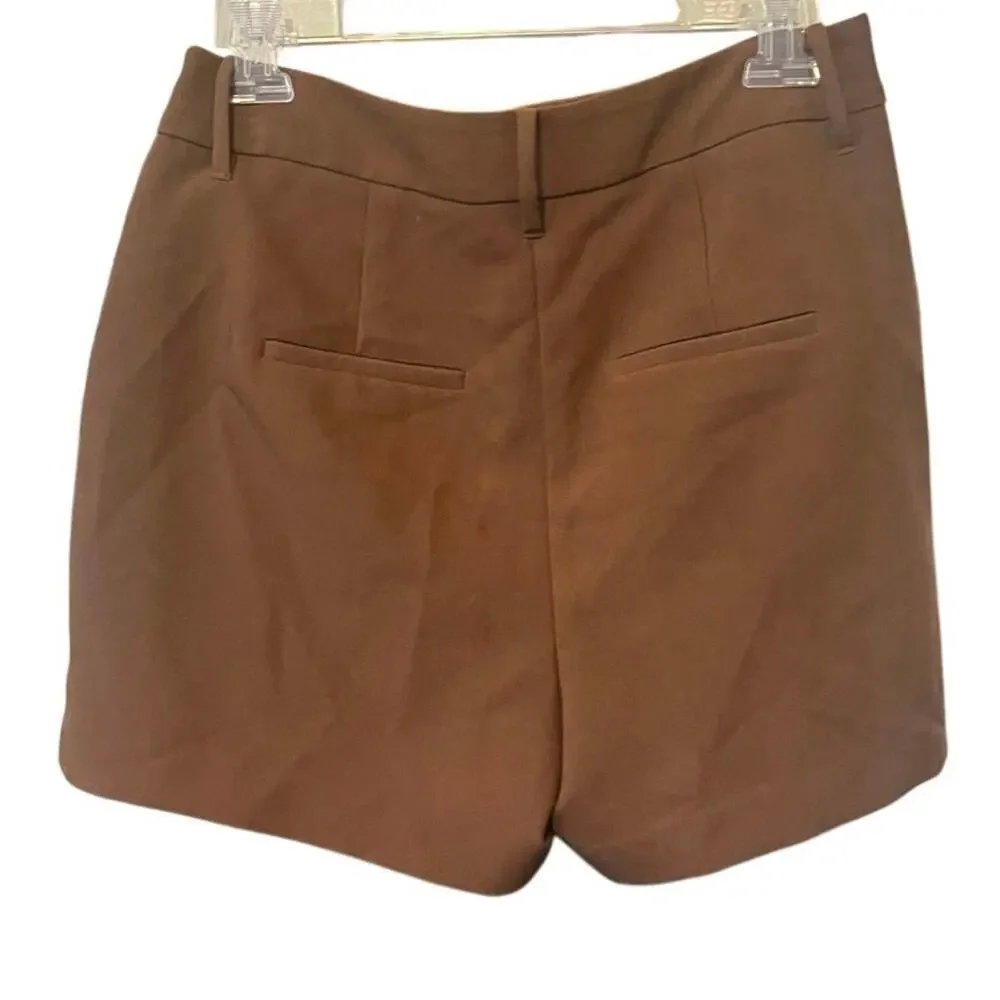 Nine West Brown Pleated High Rise Shorts Size 4 Tailored Career preppy 90s